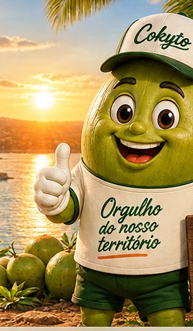 Coquito em paisagem de água e pôr do sol